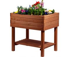 dobar - Bancal de Madera Decorativo (Pino, marrón) para jardín: Mesa bancal para hortalizas, Hierbas, Flores, bancal Maceta bancal para terraza, balcón