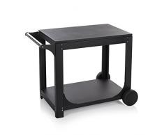 FireFriend BQ-6325 Carro Adecuado para barbacoas de Gas XL BQ-6394 y BQ-6395, Altura de Trabajo óptimo, Acero Inoxidable, Negro, 82 x 44 x 11 cm