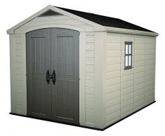 Keter - Caseta de jardín Exterior Factor 8x11 con escuadra incluida, Color marrón/Beige