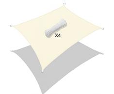 VOUNOT Toldo Vela de Sombra Rectangular 3 x 2 m, Toldo Parasol Terraza Protección Rayos UV Impermeable, para Exterior, Jardín, Patio, Beige