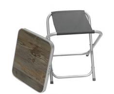 Homecall - Taburete de camping plegable de aluminio con superficie de MDF (gris)