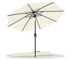 VOUNOT 270 cm Sombrilla Playa Grande, Parasol Terraza Inclinable con Manivela, Protección UV para Patio, Jardín, Piscina, Exterior, Beige