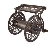 Libertad Garden Products 704 Decorativo Soporte de Pared para Manguera de jardín Carrete de Aluminio Fundido, Holds 125-feet de Manguera de 5/8-inch – Bronce