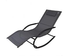 Aktive 61061 - Tumbona mecedora exterior jardín con cojín negra, Medidas 56x158x83 cm, Transpirable, resistente y con protección UV50, Hamaca jardín tumbona, M