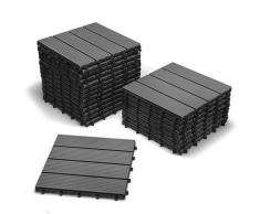 SAM® Baldosas en WPC con Sistema de Click, Set de 22 Piezas de Aprox. 2 m², Color Gris Antracita, baldosas de jardín con 4 tablones, Suelo con Estructura de Drenaje
