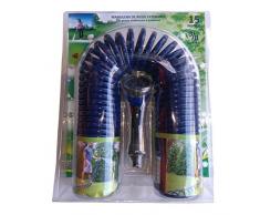 HidroRain SG15 Manguera de riego en Espiral con racores y Pistola, Azul, 30x3x20 cm