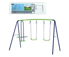 Aktive 54080 - Columpio jardín exterior para niños, Columpio infantil, Columpio doble, Balancín para niños, medidas 280x140x179 cm, 4 asientos, , peso máx 180 kg, +3 años, Outdoor