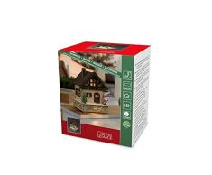 Konstsmide 3231-100 - Caseta de Madera LED con Techo, para Uso en Interiores (IP20, 4 diodos de luz Blanca cálida, Funciona con Pilas: 3 Pilas AA de 1,5 V (sin incluir el Cable)