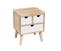 CAJONERA Vintage - 3 CAJONES-Mueble cajonera de Madera Natural con Tres cajones de Color Blanco, Tiene Cuatro Patas como Base de Apoyo. (34×28×40)