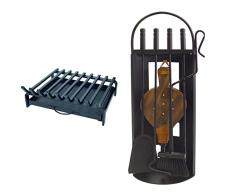 IMEX EL ZORRO 10803 - Parrilla para Chimenea con cajón (46 x 36 cm) & Imex El Zorro 10026 Juego para Chimenea Arco-Chapa con Fuelle, 68 x 23 x 14 cm, Metal, Negro, 14x23x68 cm