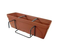 Art Plast Lolego Fly Square Jardinera 50 cm con escuadra de fijación Cuadrada, Terracota
