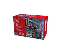 Konstsmide Festoon Lights - Cadena de luces LED para exteriores (IP44), luces redondas, luces para exteriores (IP44), con alimentación de red, 20 bombillas transparentes, 40 diodos cálidos/cable negro