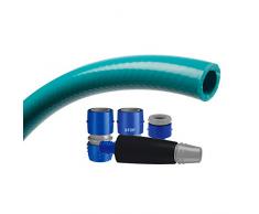 Tatay 9955205 Top Flex - Kit Manguera y Conectores para riego de terraza o jardín, 10 Metros de Largo, 5/8-15, 30 Bar, Color Verde, Uso frecuente