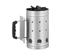 Relaxdays Encendedor de Barbacoa con Asa de Seguridad, Acero, Plateado, 16x16x27 cm