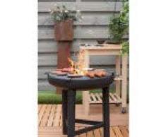 BBRILL - Parrilla de carbón vegetal, parrilla de pie, redonda, para jardín, barbacoa, ahumador, camping, jardín, fiesta, color negro
