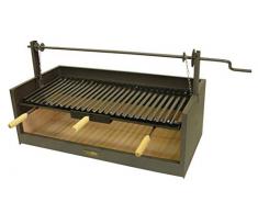 IMEX EL ZORRO 71487-Cajón Ladrillo Refractario y Parrilla Esmaltada 62x45x32 cms. Barbacoa para leña y carbón, Negro