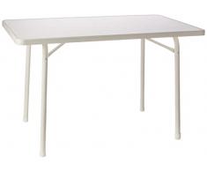 Sieger 120/W - Mesa plegable con patas de acero y tablero de fibra mecalit-pro imitación mármol (115 x 70 cm), color blanco