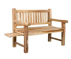 Ambientehome Banco de 2 plazas de madera maciza de teca, banco de jardín de madera maciza, aprox. 120 cm de ancho, con bandeja, color gris