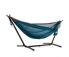 Vivere Mesh-Hängematte mit Gestell Blau/Orange Hamaca de Malla con Estructura (250 cm), Color Azul y Naranja