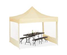 Relaxdays Carpa Jardín Plegable, Plástico-Metal, Champán, 3.1 x 3 x 3 m