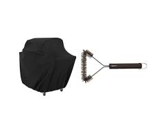 Funda para Barbacoa de Gas de Amazon Basics Extra Grande, Negro + Cepillo Triangular para Parrilla, 30,5 cm