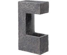dobar Fuente de jardín de Gran diseño con Bomba y LED, Cascada Decorativa con Maceta de Piedra Artificial, Gris, 39 x 20,5 x 70 cm