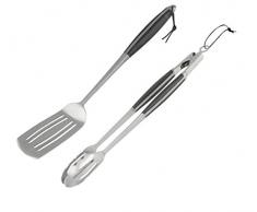 Camping Gaz Campingaz Barbacoa/Grill, Premium Barbacoa Cubertería de acero inoxidable, compuesto de extra larga y pinzas de espátula/espumadera para parrilla de gas y carbón vegetal Barbacoa, apto para lavavajillas, Negro de