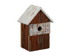 Relaxdays Casa para Pájaros, de Madera, Pajarera Colgante, Caseta Pájaros Jardín, 25,5x18x12 cm Aprox, Natural y Blanco