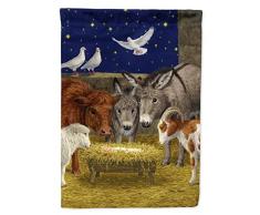 Caroline Tesoros del ASA2143CHF – Belén Decorativo con sólo Animales Lienzo casa tamaño Bandera, Multicolor, Large