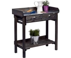 dobar® 29031e Design - Mesa de jardinería con 2 cajones, Mesa de jardinería con Estante, Mesa de Madera de Abeto Maciza, Mesa de Flores para jardín, terraza, balcón, 79 x 39 x 90 cm, Color Negro