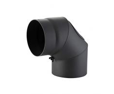Kamino - Flam – Codo para chimenea de leña, Codo vitrificado, Codo de escape – resistente a altas temperaturas – Gris, Ø 150 mm/90°C