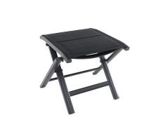greemotion Taburete de Jardín Plegable Granada con Asiento Tapizado, Reposapiés Plegable de Aluminio y Textilene, Aprox. 43 x 39 x 48 cm, Antracita/Negro