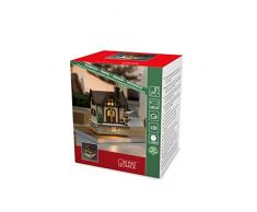 Konstsmide 3230-100 - Caseta de Madera LED con Techo de Color marrón para Uso en Interiores (IP20)/4 diodos de luz Blanca cálida/Funciona con Pilas: 3 x AA 1,5 V (sin incluir el Cable)