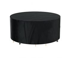 AWNIC Funda para Mesa Exterior Redonda Impermeable, Funda Protectora Muebles de Jardín, Funda para Sofa de Jardín, 420D Oxford Resistente a los Rayos UV y a los Desgarros Ø190x71cm
