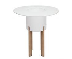 Mondum Kit Mediterráneo, 95RB: Jardinera Modular, 95h Patas Aluminio Color Madera y Mesa Redonda, Blanco