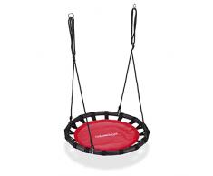 relaxdays Columpio Jardín Nido de Altura Ajustable para Niños y Adultos, hasta 100 kg, Rojo, ø 80 cm