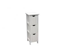 CAJONERA Vertical Blanca Estrecha - 3 CAJONES-Cajonera o mesita de Noche de Madera Blanca con 3 cajones a Rayas Verticales.(23×26×73)
