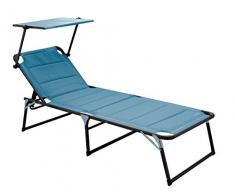 HOMECALL - Tumbona con parasol, de aluminio, acolchado de textileno 2 x 1, bolsillo lateral, espuma de secado rápido, talla XXL (200 x 70 cm), color azul