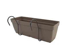 Art Plast Lolego Fly Square Jardinera 60 cm con Soporte de fijación Curvo, Gris