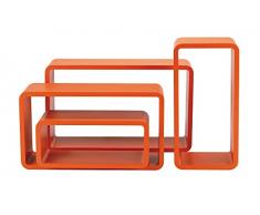 King Home M1106012/E - Juego de 4 estantes rectangulares redondeados, color naranja, 50 x 16 x 30 cm, 45 x 16 x 25 cm, 40 x 16 x 20 cm, 35 x 16 x 15 cm