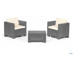 Bica Colorado Terrace Conjunto de jardín de ratán con 2 sillones, 1 Mesa Porta Cojines, 4 Cojines, Grafito