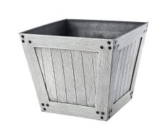 VERDENIA Macetero de Madera Ligero para balcón, Maceta Decorativa para Plantas de Interior y Exterior, de plástico, Cuadrado, 31 cm, Color Gris Claro