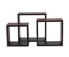 King Home m1106006/A Juego 3 piezas estante cuadrado de DM, color wengué