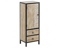 Armario alto Dhener modelo Bali con cajones, aprox. 120 x 43 x 33 cm, madera FSC, color negro/beige.