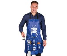 Fizz Creations 9058, Delantal para Hombre, Color Azul y Blanco