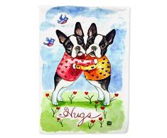 Carolines Treasures 7015CHF Hugs Boston Terrier - Lienzo de Bandera Grande, Multicolor