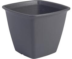 Iris Ohyama, Maceta, jardinera cuadrada con sistema de drenaje/reserva de agua, para la jardinería - Square Plant Pot300 - Gris