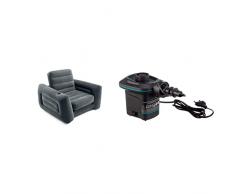 Intex 66551Np - Sillón Cama Hinchable 2 En 1 + 66640 - Bomba Eléctrica Invertible con Boquillas 220-240V