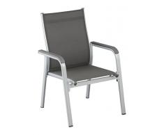 Kettler Basic Plus Advantage – Silla apilable, Aluminio Moldeado, con Tejido cómodo para Exteriores - apilable y Que Ahorra Espacio - Antracita