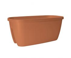 Emsa Geländeropf para el balcón, 21 litros, sistema de riego automático, terracota, ciudad, 517470